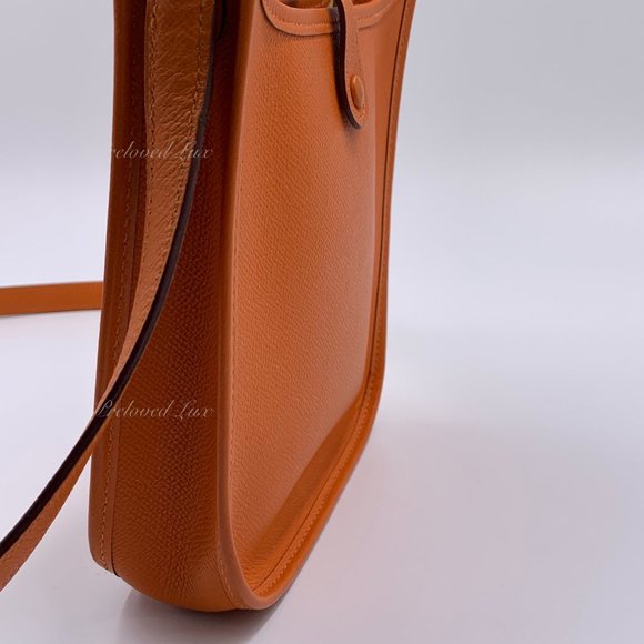 Authentic HERMES Orange Epsom Mini Evelyne TPM Crossbody Bag - Picture 8 of 16